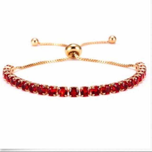 Gorgeous Ruby Red Adjustable Gold Brac